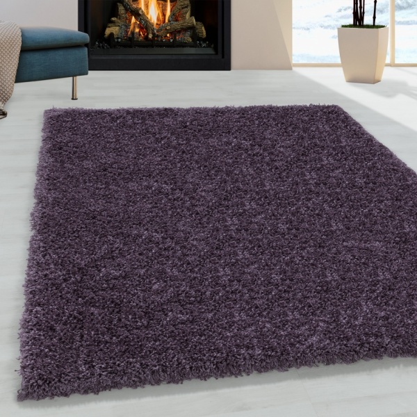 Esszimmer Hochflor Langflor Teppich Violett  Shaggy-Teppich